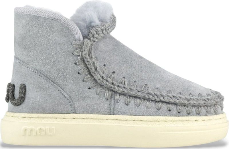 Mou - Eskimo - Leren Enkellaarsjes - Zwart - Glitter Logo