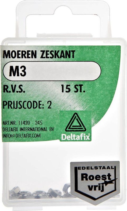 Deltafix - Moer Zeskant - RVS - 15 Stuks