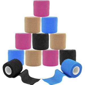 Zelfklevend Verband Cohesive Wrap Bandages 12Pack - Elastisch Ademend Adhesive Bandage Tape - Voor Tattoo Grip Bandage - Pols Enkel Swelling - Dierenarts Eerste Hulp Sport - 5cm x 4.5M wrist wraps