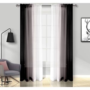 Gordijnen met plooiband ombre transparante gordijnen voor woonkamer set van 2, 175 x 140 cm