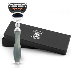 Haryali London Fusion 5 Scheermes voor Heren - Elegant 5-kantig Scheermes voor Dames & Scheermes voor Heren - Lichaam & Gezicht Scheermes - Herbruikbaar Scheermes - Grijs