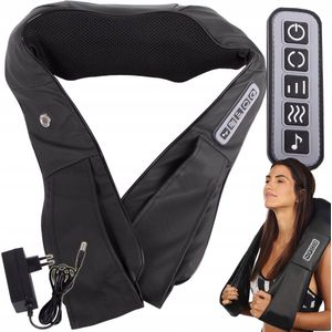 Massagekussen met muziekspeler - Elektrisch - Nek, Schouder en Rug - Infrarood Warmtefunctie - 8 Massagekoppen - Massageapparaat - Zwart