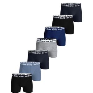 Björn Borg Cotton Stretch Boxershort Heren - Zwart/Blauw/Grijs - 7 stuks - Heren onderbroeken - Katoenen Boxer - Maat L
