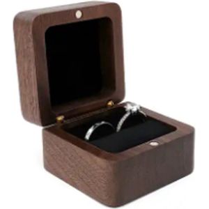 Ringdoosje hout - één of twee ringen - aanzoek - sieradendoos - huwelijk - bruiloft - walnoot - oorbellen doosje - cadeau - huwelijksaanzoek