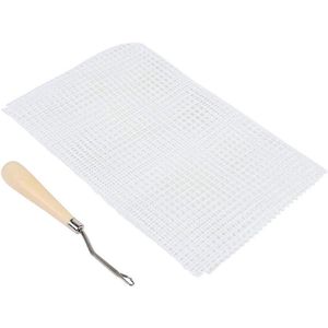 Mesh Tapijt Kleding - Glasvezel Tapijt Breien Mesh Doek voor Thuis Textiel (50cm + houten handvat gehaakt)