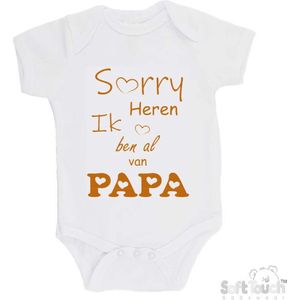 100% katoenen Romper ""Sorry heren Ik ben al van PAPA"" Unisex Katoen Wit/tan Maat 56/62