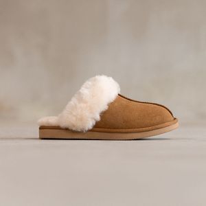 Schapenvacht slippers Lumi - Lamsvacht instap pantoffels - Camel - Maat 41