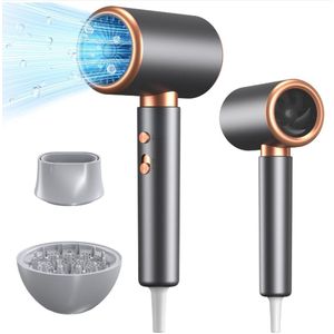Kraftverdia® - Ionische föhn - Krachtige föhn - Ion Dry & Style haardroger - met 1 stylingmondstuk en 1 diffuser - 2 snelheden/3 temperatuurniveaus - Intelligente constante temperatuur - voor krullend haar, thuis, salon, reizen
