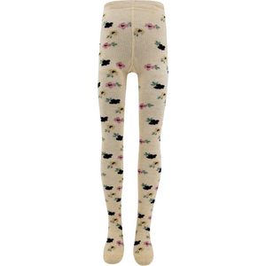 Ewers Maillot Kindermaat - Fijne Rib en Bloemetjes Roze & Beige & Donkerblauw - Ecru-80/86