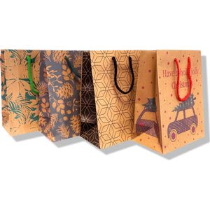 4 Luxe cadeau tasjes - A5 formaat - kado tasjes met print