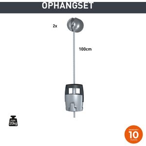 Newly ophangset wand / plafond / schuine wand – Solohanger voor schilderijen / lijsten / posters / wanddecoraties – Ophangen zonder schilderijrail– Stevig staaldraad - Newly Solohanger staaldraad 100 cm haak 20 kg (2 stuks)