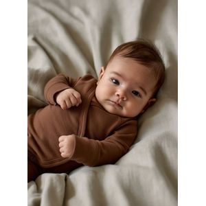 Wollen Overslagromper lange mouw – Merinowol –Cinnamon 44