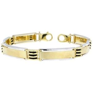 Gouden Heren Armband 22 cm 7.5 mm 14 karaats Onyx