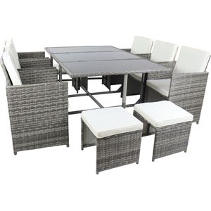 VCM VCM 9-delige tuinmeubelen tuinmeubelen glazen tafel stoelen rotan Raloso VCM 9-delige tuinmeubelen tuinmeubelen glazen tafel stoelen rotan Raloso