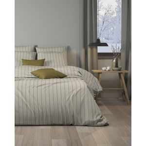 Mistral Home - DEKBEDOVERTREK - katoen renforcé - 240 x 220 cm + 2x 65 x 65 cm - lits-jumeaux - strepen - beige