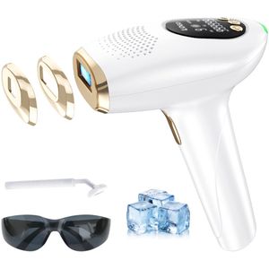 Nawy® IPL Laser Ontharingsapparaat - Epileerapparaat Dames - Laser Ontharing - Pijnloos Ontharen met Ice Cooling - Permanente Ontharing voor alle Lichaamsdelen - voor Mannen en Vrouwen - 999.999 Flitsen - Inclusief Beschermbril en Scheermes