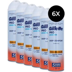 Gillette Pro Sensitive Deep Comfort Shave Foam - 6 x 250 ml