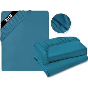 DailySupplies® Matrasovertrek 180x200 - Hoeslaken - Matrashoes - Super Zacht - Denimblauw