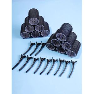 12st Haar krulspelden set - 12st zelfklevende haarroller & 12st haarclip - krulspelden - haar accessoires - Haar krulspelden complete set met haarclips