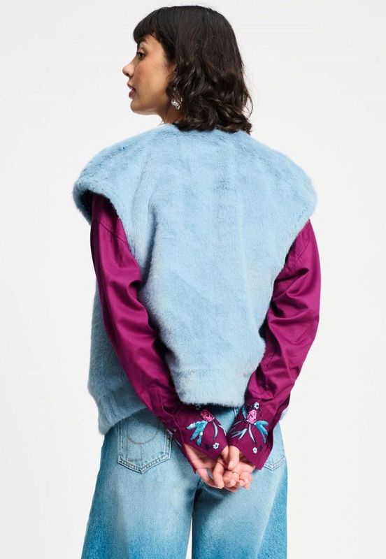 POM Amsterdam - Gilet - Blauw - 100% Polyester Imitatiebont