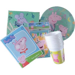 Peppa Pig-Feestset-Verjaardag-Bord-Beker-Servet-Ballon-Uitnodigskaartjes