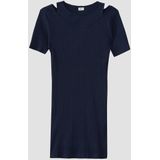 Geribde Jurk - Zwart - Katoenmix