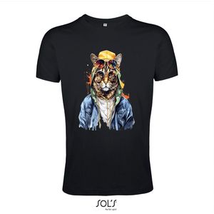 T-Shirt 158an04 Kat met gouden kettingen - xS