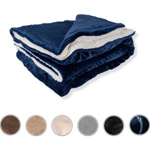 DecoSence® Fleece deken 150x200 cm - Fleece Plaid - Plaids - Kobalt Blauw - Grand Foulard Bank - Extra Dik