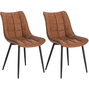 Rootz set van 2 eetkamerstoelen - stoelen van kunstleer - stoelen met metalen poten - comfortabele zitting - duurzaam en stevig - veelzijdig ontwerp - 46 cm x 40,5 cm x 85,5 cm