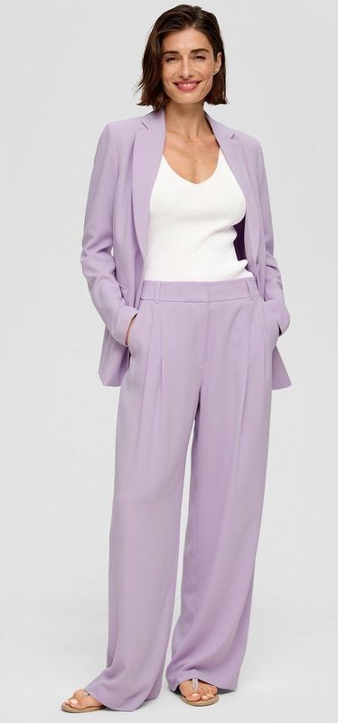 s.Oliver - Wijde Broek - Hoge Taille - Crêpe Textuur