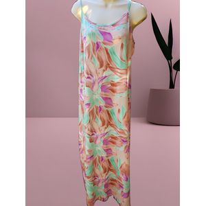 Dames jurk met zijsplit print mint One size 38/44