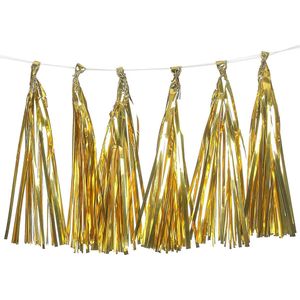PARTYDECO - Metallic goudkleurige slinger met 12 franjes