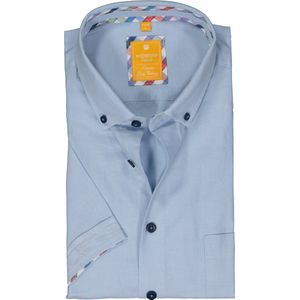 Redmond modern fit overhemd - korte mouw - Oxford - blauw - Strijkvriendelijk - Boordmaat: 41/42