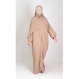 A-lijn Puff Jazz Abaya + FREE hijab - Taupe