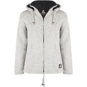 Gebreid Wollen Heren/Uni Vest van Schapenwol met Polyester Fleece voering en afneembare capuchon - SHAKALOHA - M Flash Ziphood Grey XXL