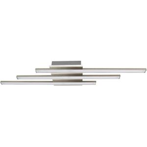 Trango 3130 Design LED plafondlamp dimbare serie *STRAIGHT* 3 Flames I Modern & Chic I in drie parallelle offset lichtarmen I Plafondlichtstrips I Plafondlamp I 3x 8 Watt LED module 3000K Warm-Wit I Nikkel Mat & Chroom