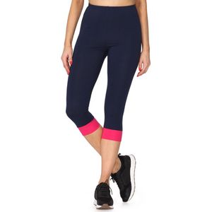 Merry Style Dames Leggings - Sport - Vrijetijdsbroek - ¾ Lang - Katoen - Marineblauw/amarant - M - MS-MS10-379-LE
