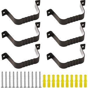 Downspout riemen 6 stuks aluminium regenpijp goot adapter - vierkante downpipe beugels - stand-off downpipe clips - bevestiging downpipes - 45 mm binnenh x 80 mm binnenW - bruin