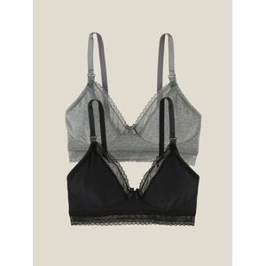 Vertbaudet - Voedingsbeha - Antracietgrijs/Zwart - Biokatoen - Set van 2