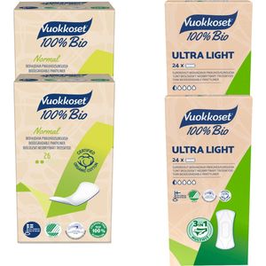 Vuokkoset Normal - Ultra Light Inlegkruisjes Set - 26 + 24 stuks - 100% Bio - Absorberend - Natuurlijk - Comfortabel