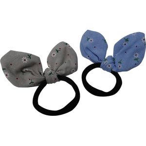 Jessidress Elastiekje Sterke Haar elastieken met buigbaar strik - Grijs/Blauw