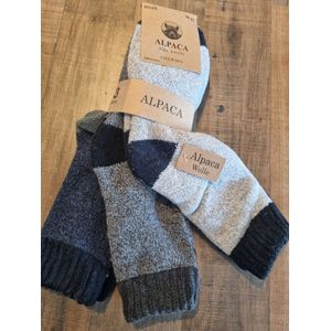 3 Paar - Alpaca Wollen Sokken - Maat 38-42 - Wintersokken - Huissokken - Wandelsokken - Vrijetijdsokken