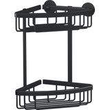 tesa ALUXX BLACK Doucherek met twee niveaus - Geschikt voor moderne badkamers - Lijmoplossing, boren niet nodig - Mat zwart, 163 mm x 260 mm x 170 mm