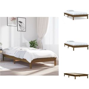 vidaXL Houten Bed Classic - 212 x 111.5 x 26 cm - Massief Grenenhout - Honingbruin - Geschikt voor 100 x 200 cm matras - Montagehandleiding inbegrepen - Bed