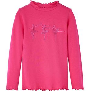 vidaXL - Kindershirt - met - lange - mouwen - 92 - felroze