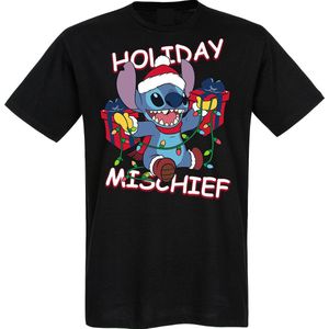 Lilo & Stitch Stitch - Holiday Mischief Unisex T-shirt - zwart - M