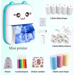 Fotoprinterkit, draadloze thermische fotoprinter, draagbare Bluetooth-printer zonder inkt, printer voor fotolabels