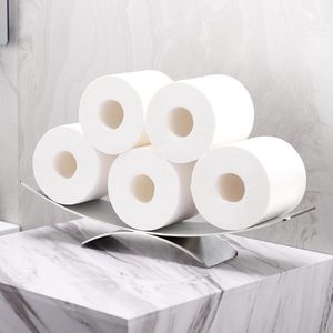 Roestvrij staal staande toiletpapierhouder voor 6 rollen - geborsteld zilver