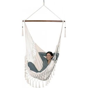 Braziliaanse Hangmat Schommelstoel - 120 kg - Wit - Viking Choice