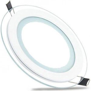 LED Downlight Slim - Inbouw Rond 15W - Helder/Koud Wit 6400K - Mat Wit Glas - Ø200mm